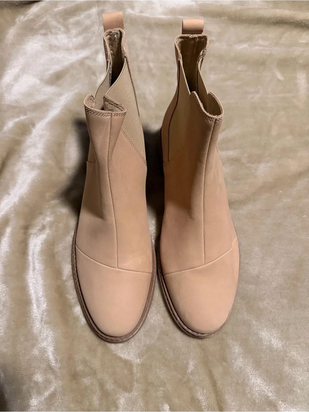 Toms Oatmeal Nubuck Leather Chelsea Ankle Boots